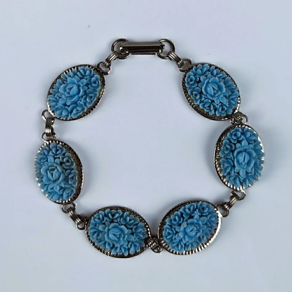 Blue Flower Silver Bracelet